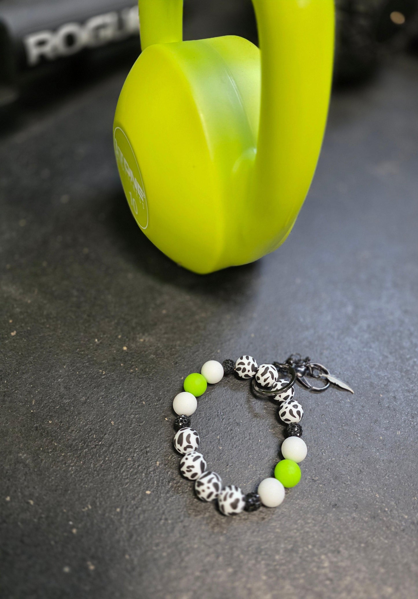 Wristlet Silicone Keychain on gym floor
