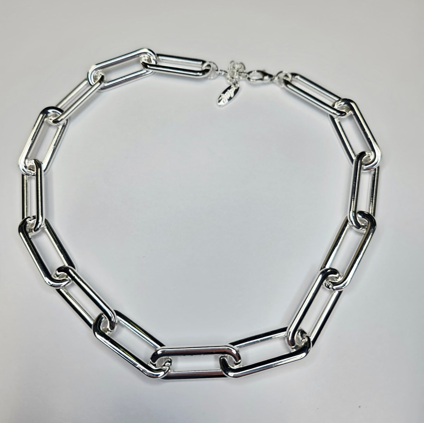 Large Chunky Short Silver Chain Necklace