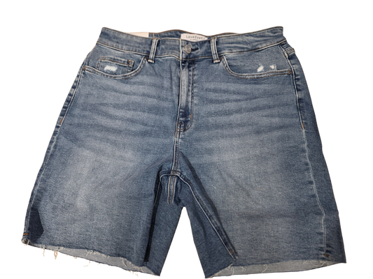 Plus Size High Rise Bermuda Shorts with Raw Hem