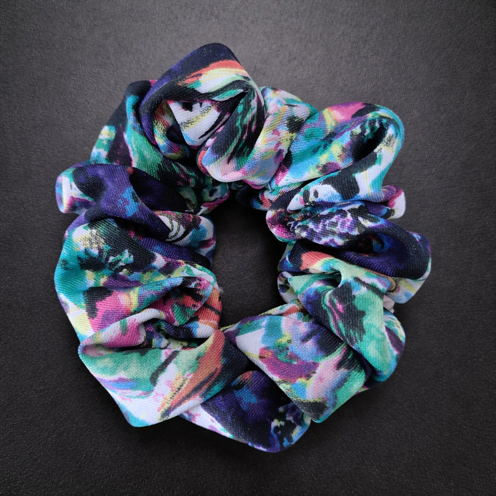 abstract design multi-colored scrunchie