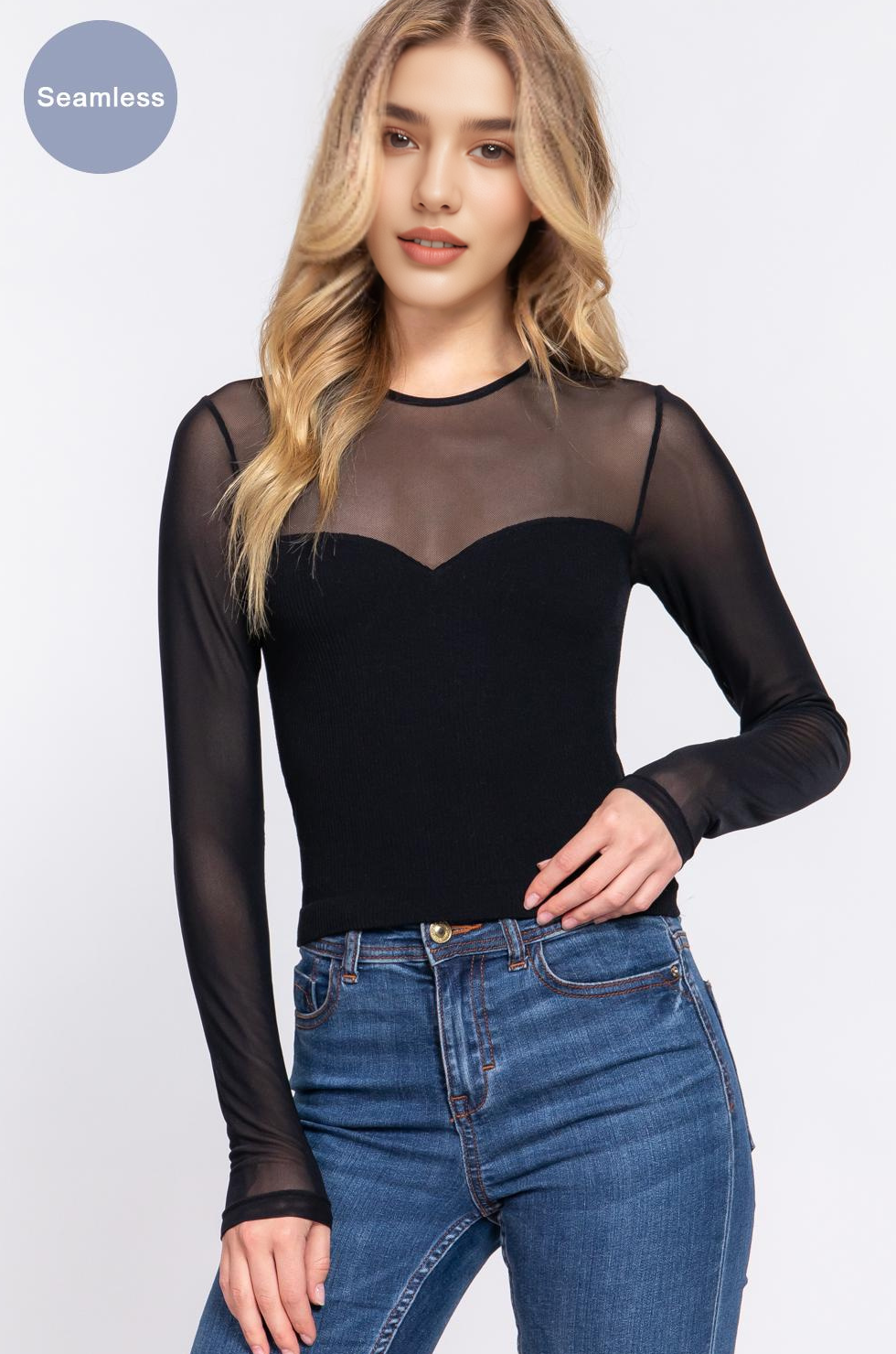 Long Sleeve Mesh Top