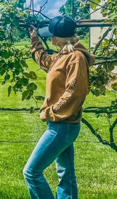 Girl outside in Graphic Hoodie image 2