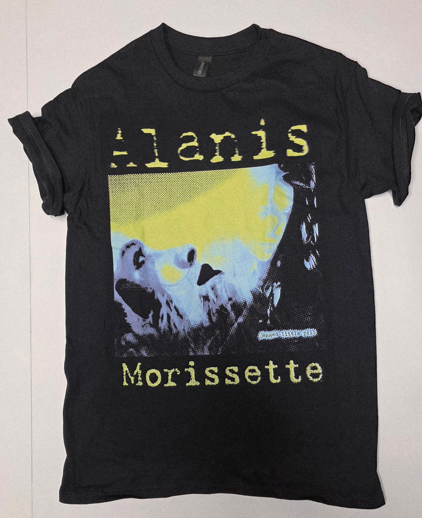 flat lay of graphic tee