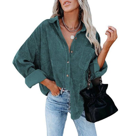 girl in dark green button-up